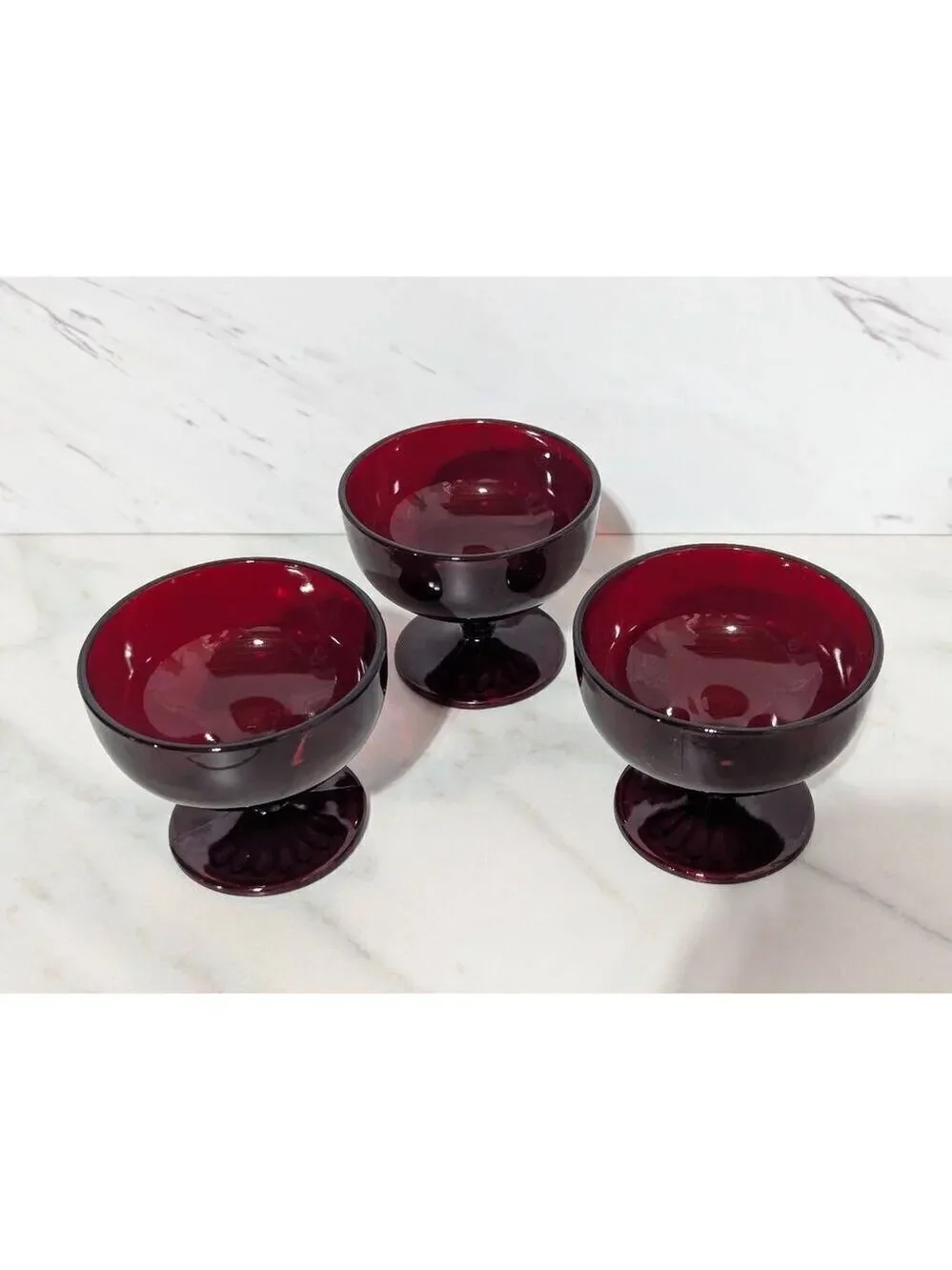 Vintage Royal Ruby Anchor Hocking Sherbet Glasses 3-Pieces